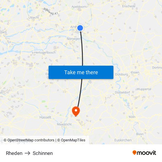 Rheden to Schinnen map