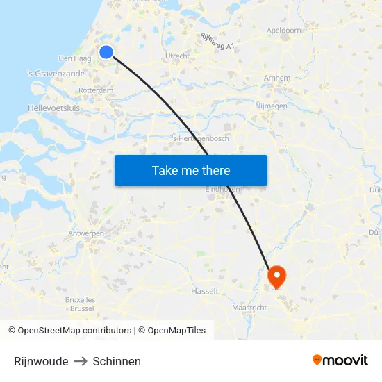 Rijnwoude to Schinnen map