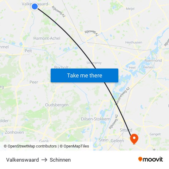 Valkenswaard to Schinnen map