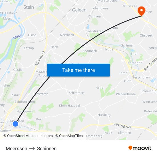 Meerssen to Schinnen map
