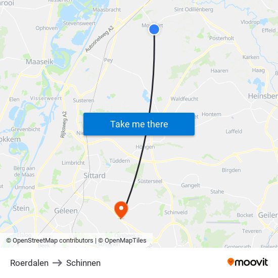 Roerdalen to Schinnen map