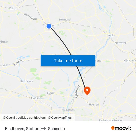 Eindhoven, Station to Schinnen map