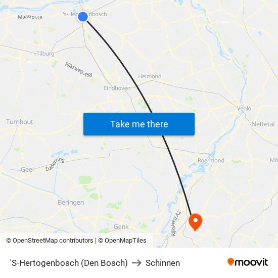 'S-Hertogenbosch (Den Bosch) to Schinnen map