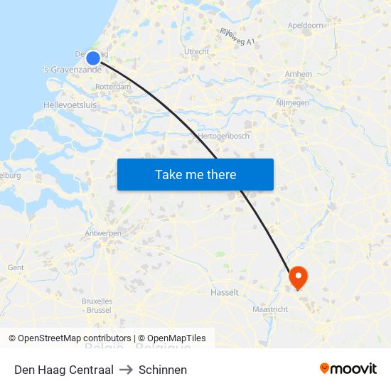 Den Haag Centraal to Schinnen map
