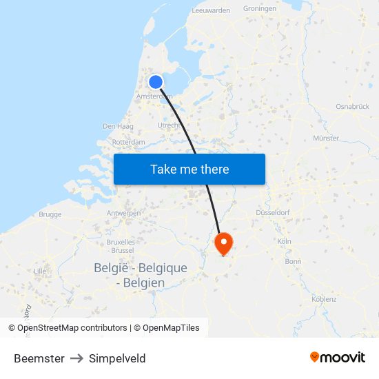 Beemster to Simpelveld map