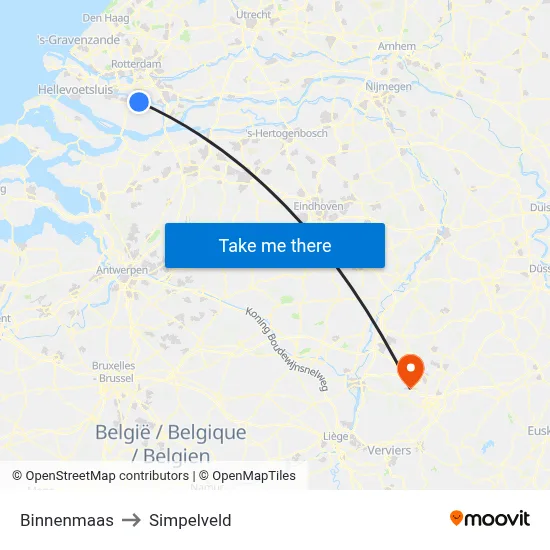 Binnenmaas to Simpelveld map