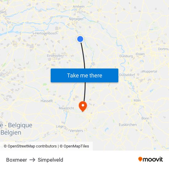 Boxmeer to Simpelveld map