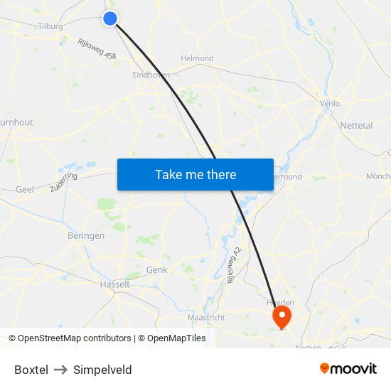 Boxtel to Simpelveld map