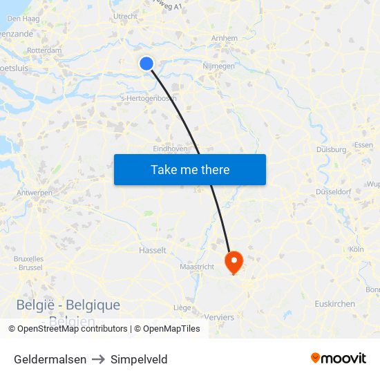 Geldermalsen to Simpelveld map