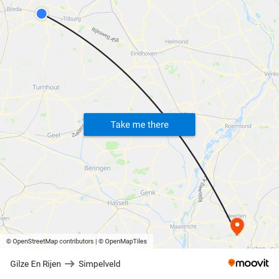 Gilze En Rijen to Simpelveld map