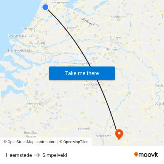 Heemstede to Simpelveld map