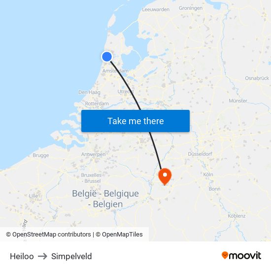 Heiloo to Simpelveld map