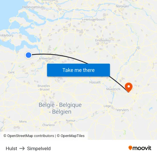Hulst to Simpelveld map