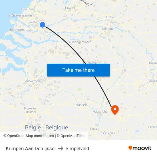 Krimpen Aan Den Ijssel to Simpelveld map