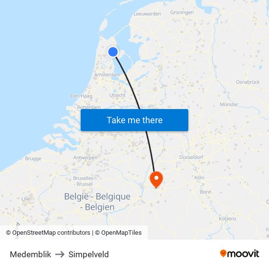 Medemblik to Simpelveld map