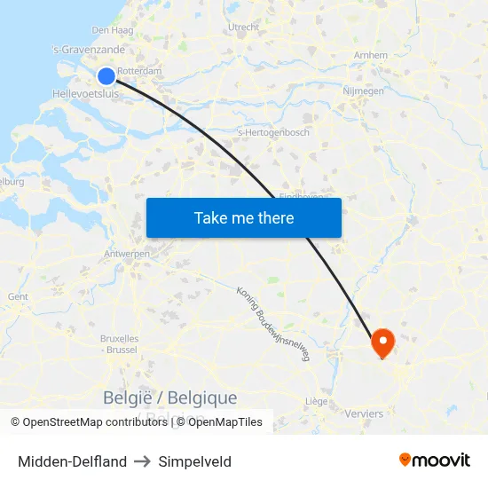 Midden-Delfland to Simpelveld map