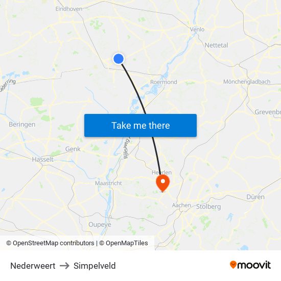 Nederweert to Simpelveld map