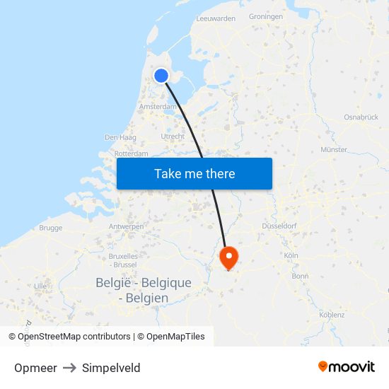 Opmeer to Simpelveld map