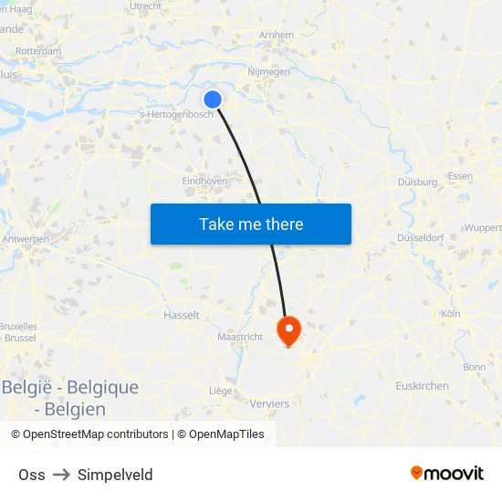 Oss to Simpelveld map