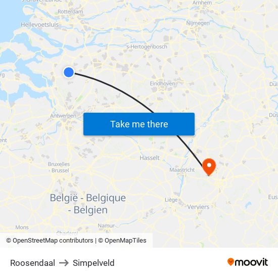 Roosendaal to Simpelveld map