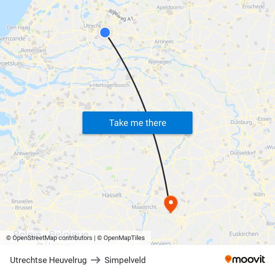 Utrechtse Heuvelrug to Simpelveld map