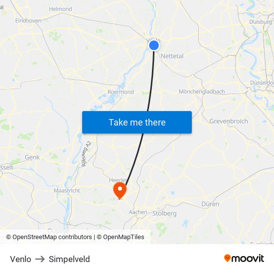 Venlo to Simpelveld map