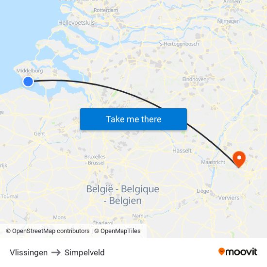 Vlissingen to Simpelveld map