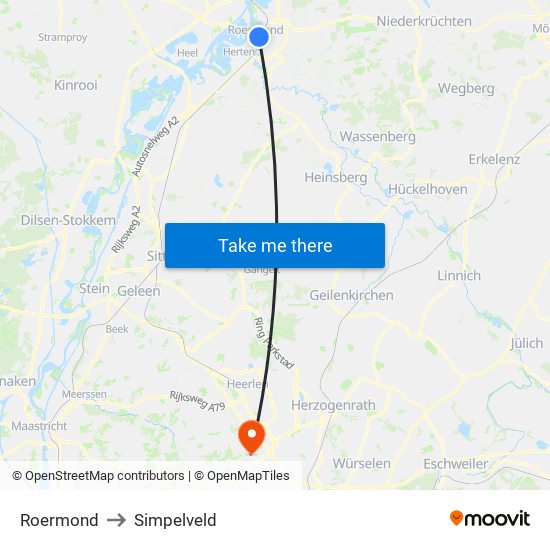 Roermond to Simpelveld map