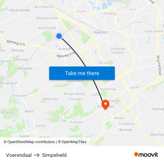 Voerendaal to Simpelveld map