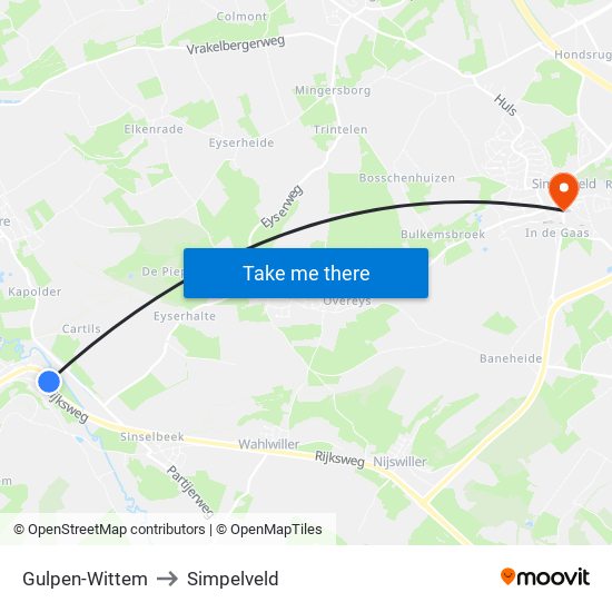 Gulpen-Wittem to Simpelveld map
