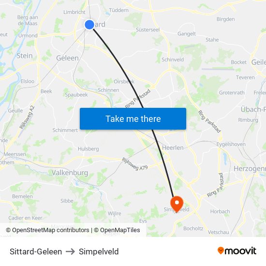 Sittard-Geleen to Simpelveld map