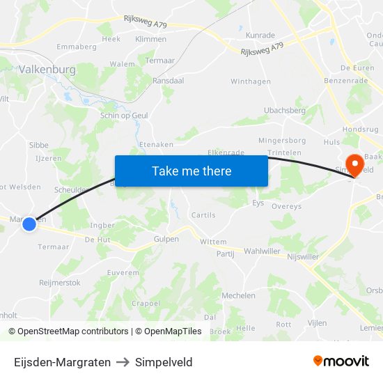 Eijsden-Margraten to Simpelveld map