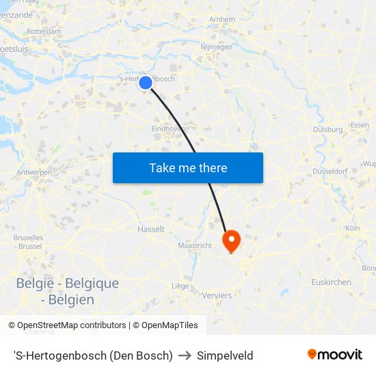 'S-Hertogenbosch (Den Bosch) to Simpelveld map