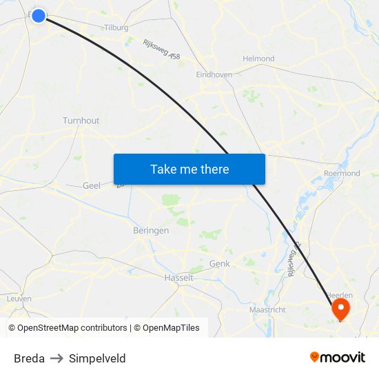 Breda to Simpelveld map