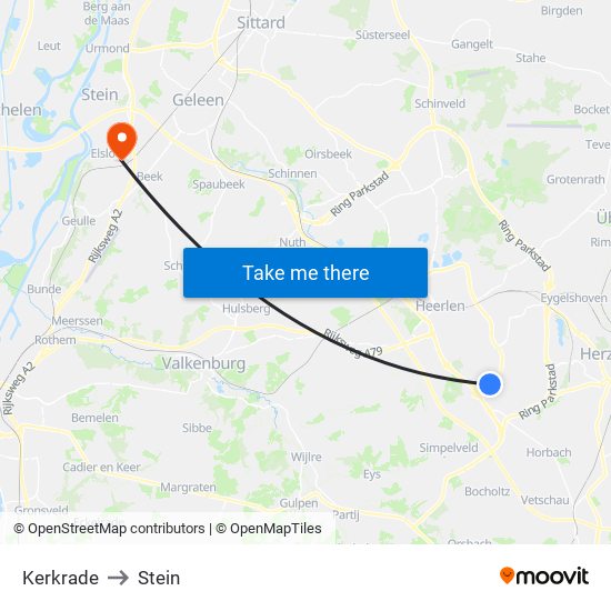 Kerkrade to Stein map