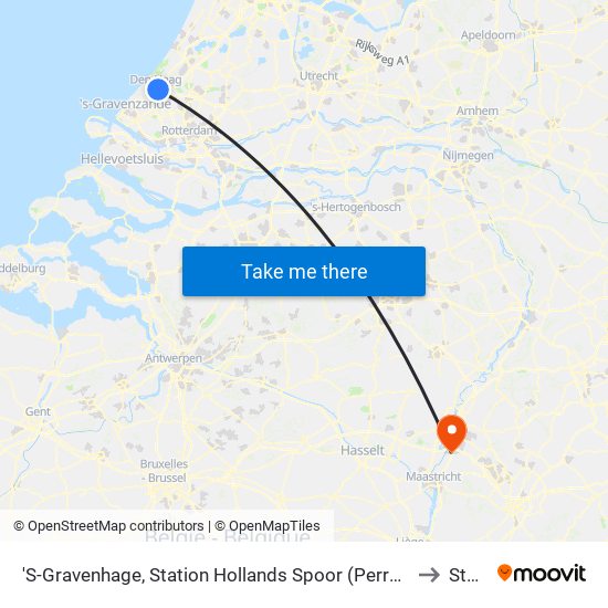 'S-Gravenhage, Station Hollands Spoor (Perron A) to Stein map