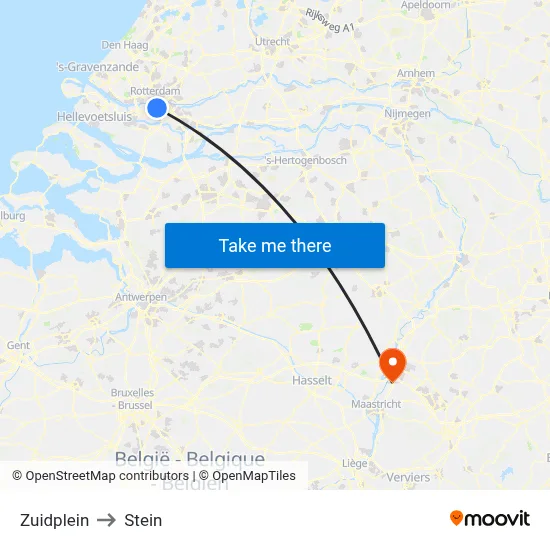 Zuidplein to Stein map