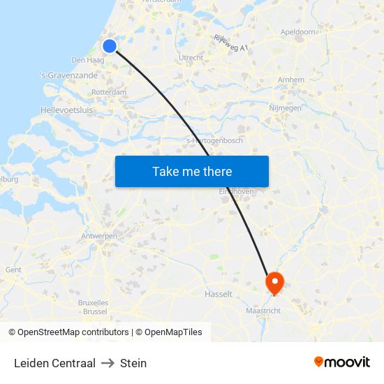 Leiden Centraal to Stein map