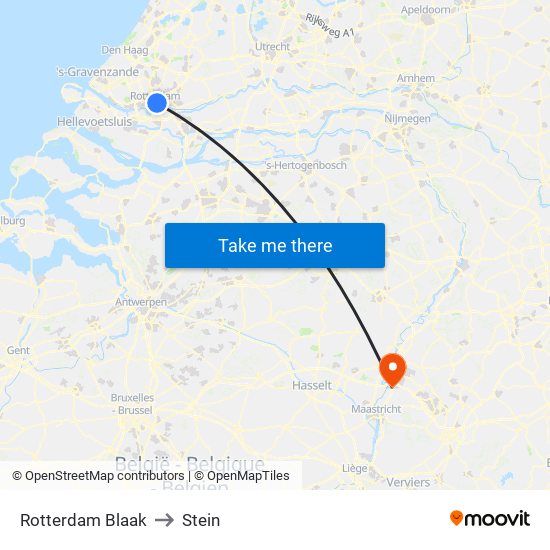 Rotterdam Blaak to Stein map