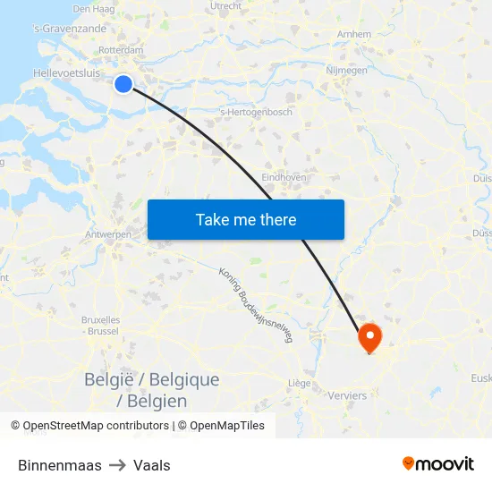 Binnenmaas to Vaals map