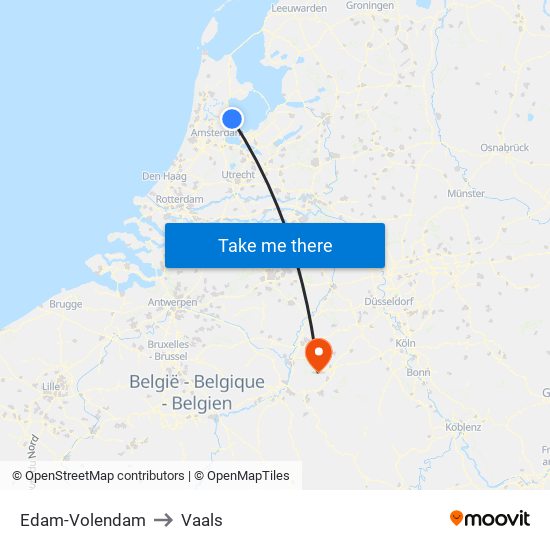 Edam-Volendam to Vaals map