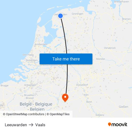 Leeuwarden to Vaals map