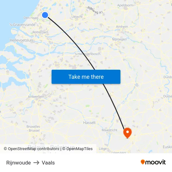 Rijnwoude to Vaals map