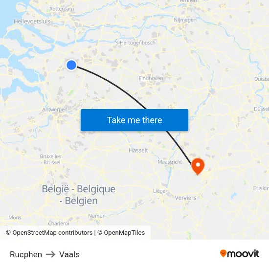 Rucphen to Vaals map