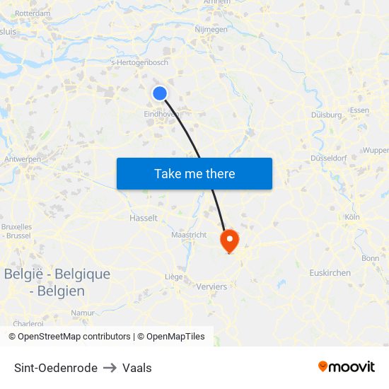 Sint-Oedenrode to Vaals map