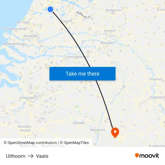 Uithoorn to Vaals map