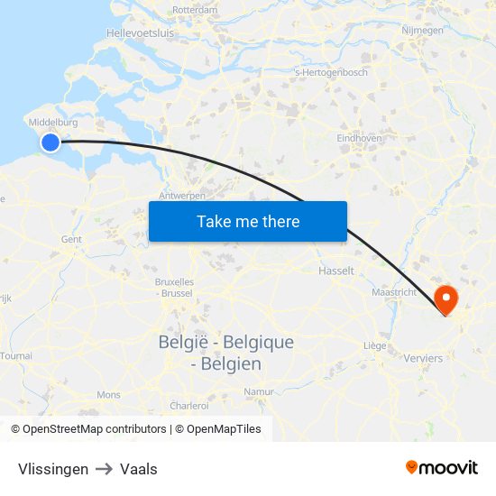 Vlissingen to Vaals map