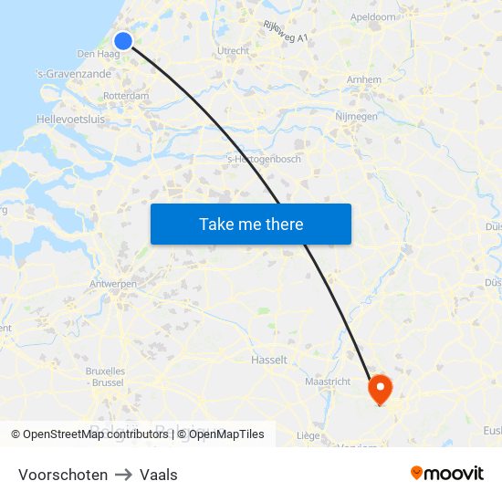 Voorschoten to Vaals map