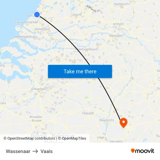 Wassenaar to Vaals map