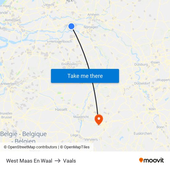 West Maas En Waal to Vaals map